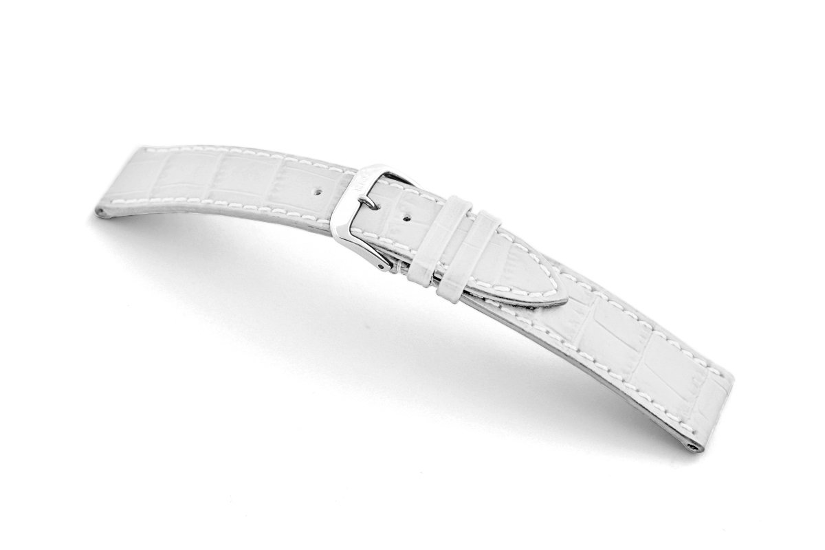 Lederband Tampa 20mm wit met Alligatorprint