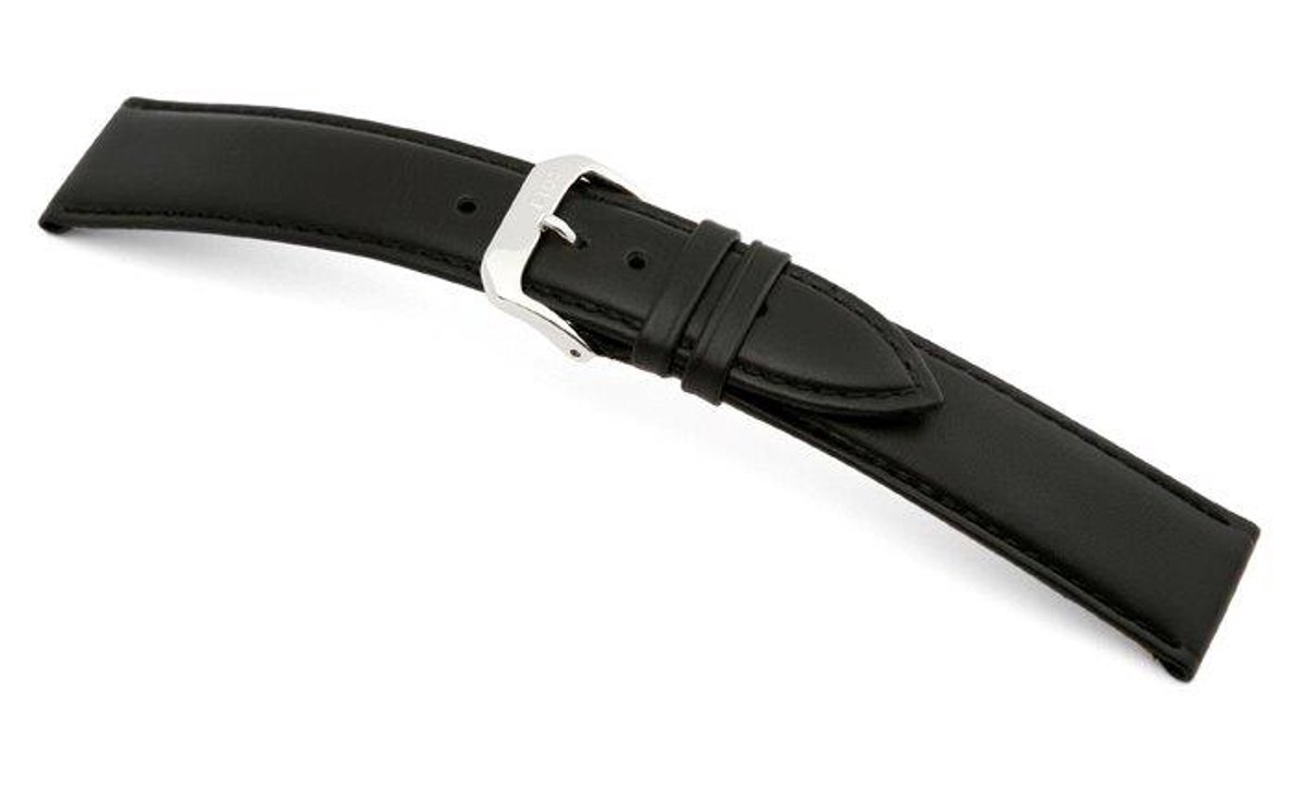 Lederband Arezzo 16mm zwart, glad
