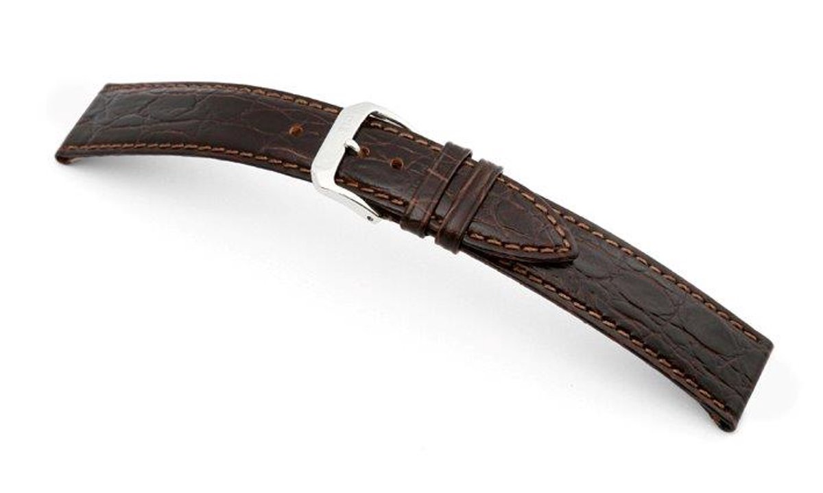 Lederband Bahia 20mm mokka met Krokodillenprint