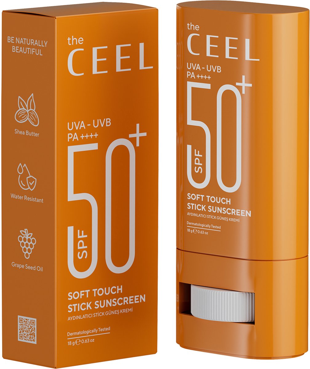 The CEEL Soft Touch Stick Sunscreen SPF 50+ - Verhelderende zonnecrème stick met shea en cafeïne - Zonnebrand stick voor gezicht en lichaam 18 gr