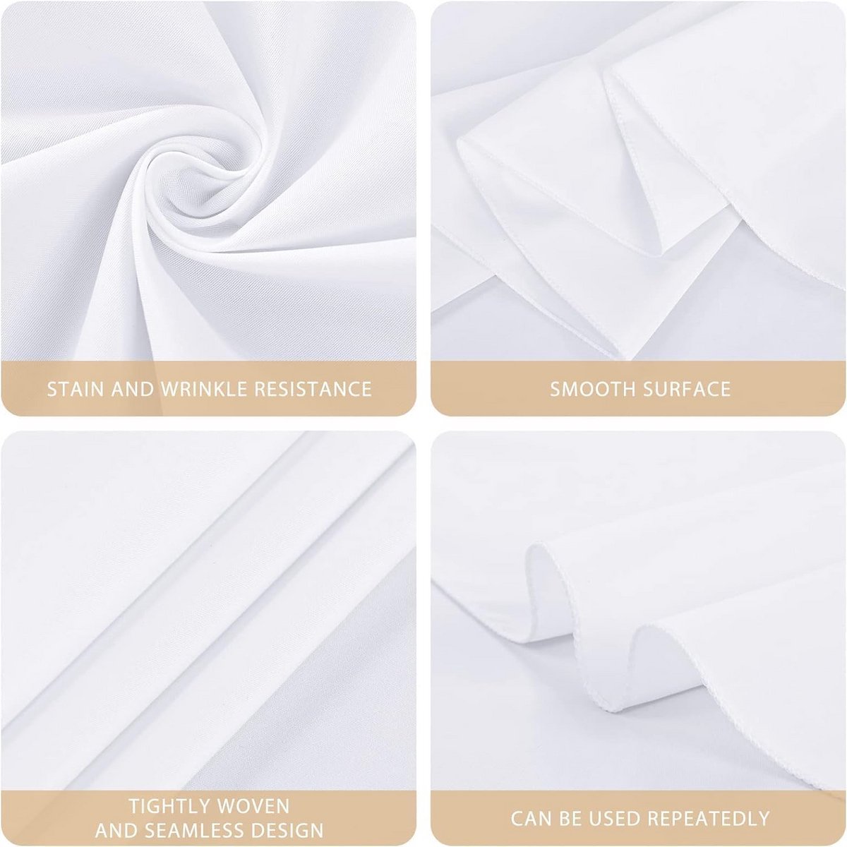 10-Pack Witte Ronde Tafelkleden Polyester 300 cm Wasbaar voor Feest en Diner