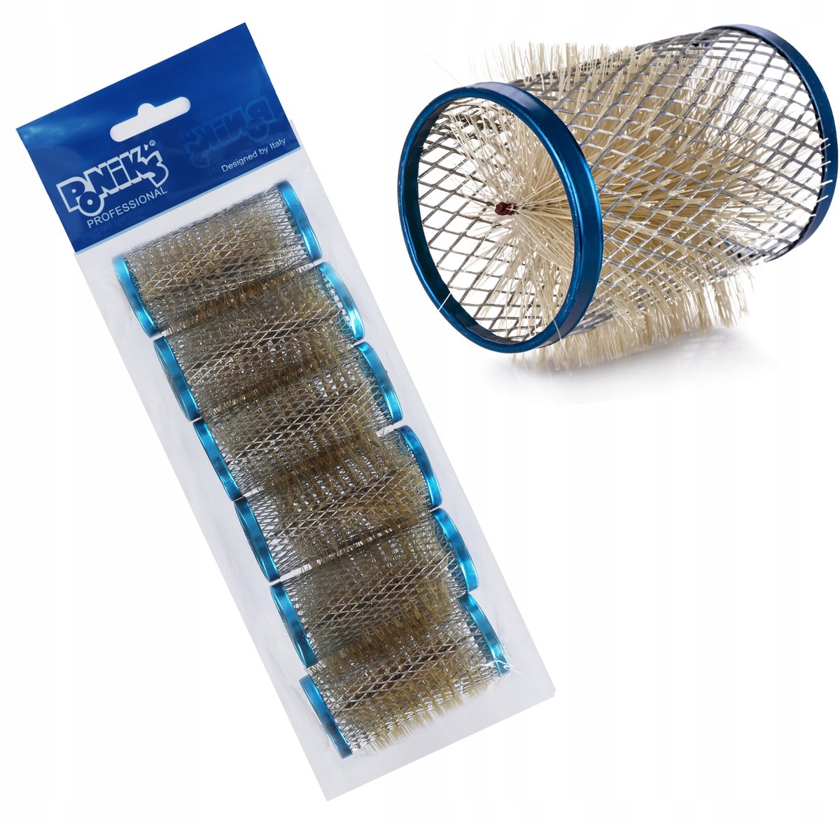 Poniks Dikke Metalen Haarrollers Met Borstel 40mm GROTE XXL - Voor Dikke Haar - 12 Stuks