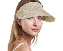 Papieren stro zonneklep voor dames - verstelbaar zonnehoed ontwerp - effen kleur - bescherming tegen de zon - zomeraccessoire - verstelbare hoofdband - dameshoed - natuurlijke materialen - UV-bescherming - handgemaakt hoedje met brede rand.
