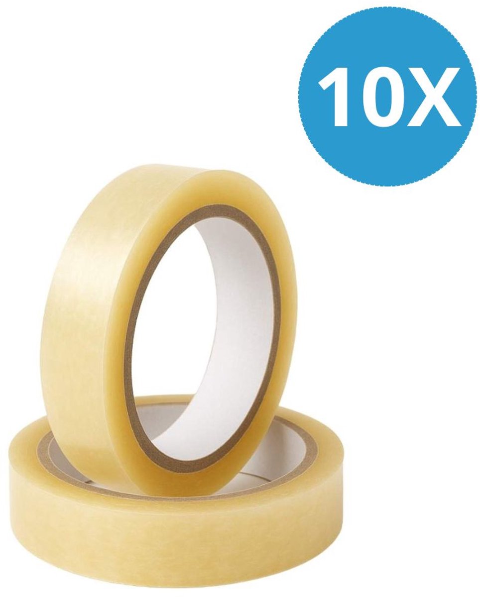 Plakband - 10 Rollen - 15 mm x 66 meter - Hoogwaardige Kwaliteit