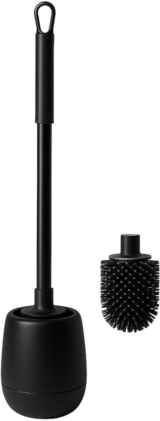 Brosse de toilette Siliconen avec support - Hygiénique - Montage mural - Brosse WC - Extra brosse - Zwart
