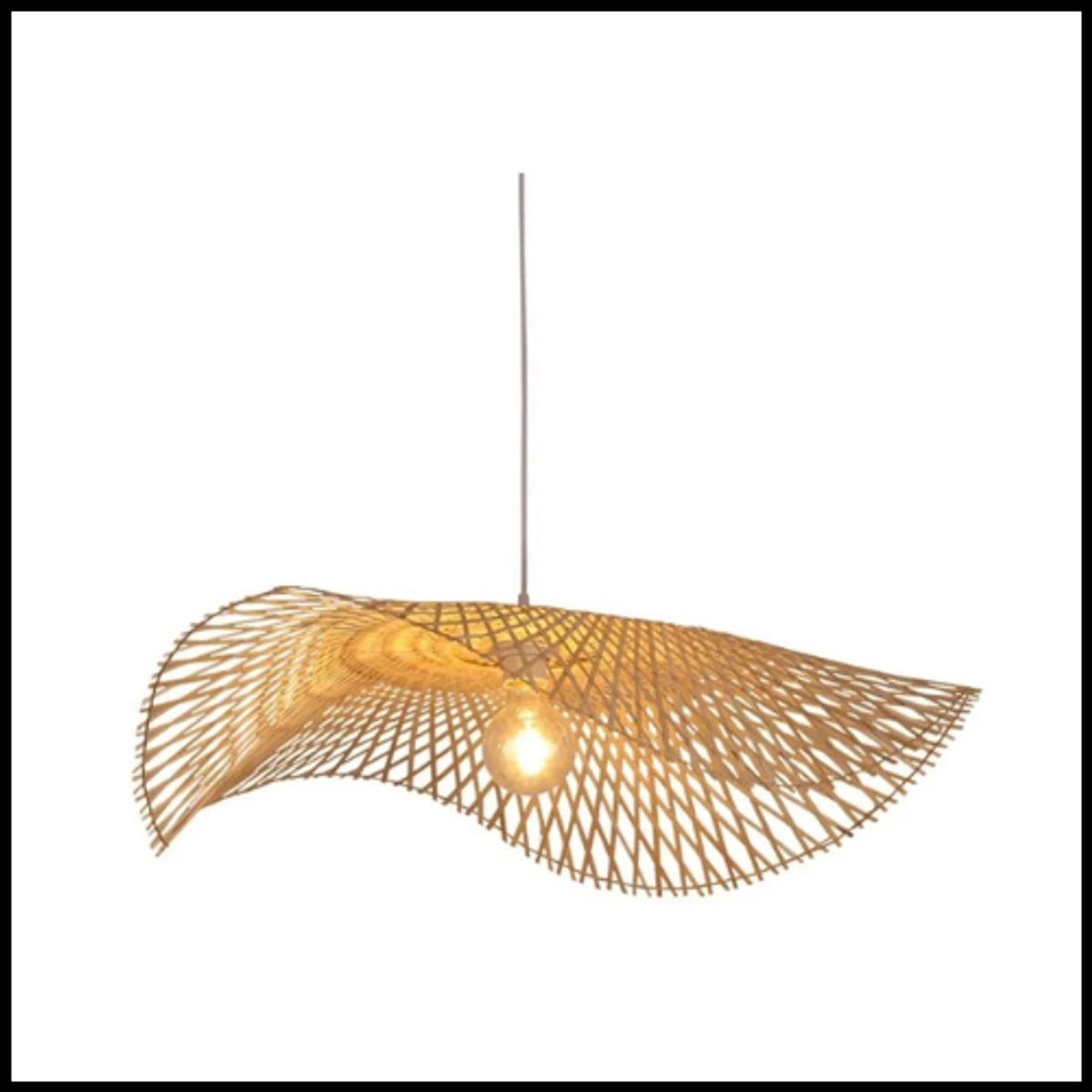 Rustieke Bamboe Hanglamp - Handgeweven Kroonluchter - Plafond Hanglamp - Verstelbare Koord - Bohemian Boerderijstijl