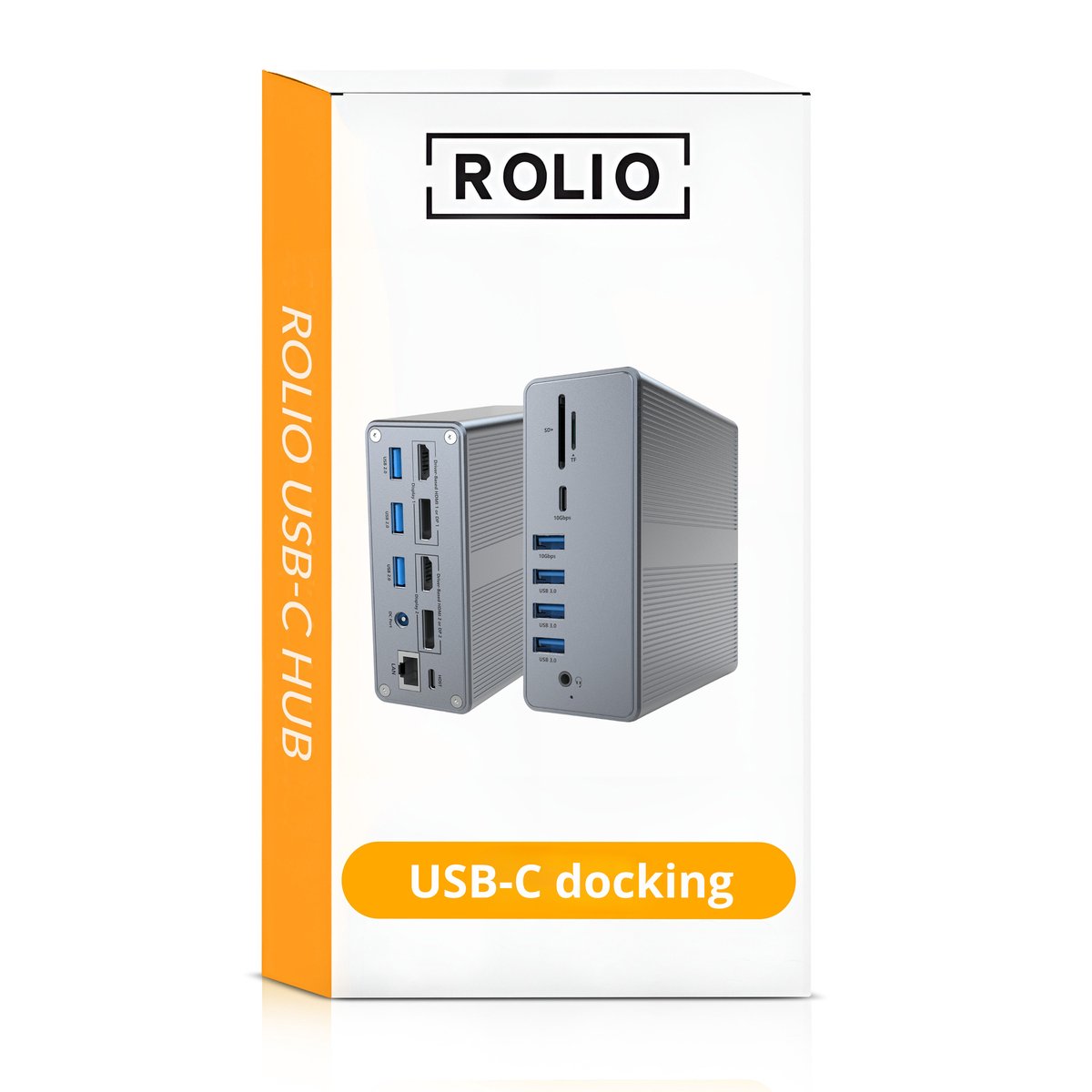 Rolio Pro USB C Laptop Docking Station - 18 in 1 - DisplayLink hub - Dual monitor Macbook thumbnail 5