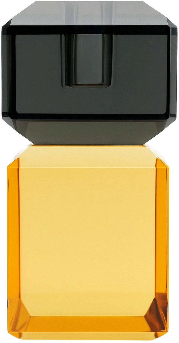 Kandelaar Kristalglas oranje-rokerig zwart 12cm x 6cm x 6cm