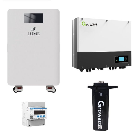 Growatt 5kW Hybride Omvormer SPH5000 + 15,3kWh Thuisbatterij met Wifi & Smart Meter Set