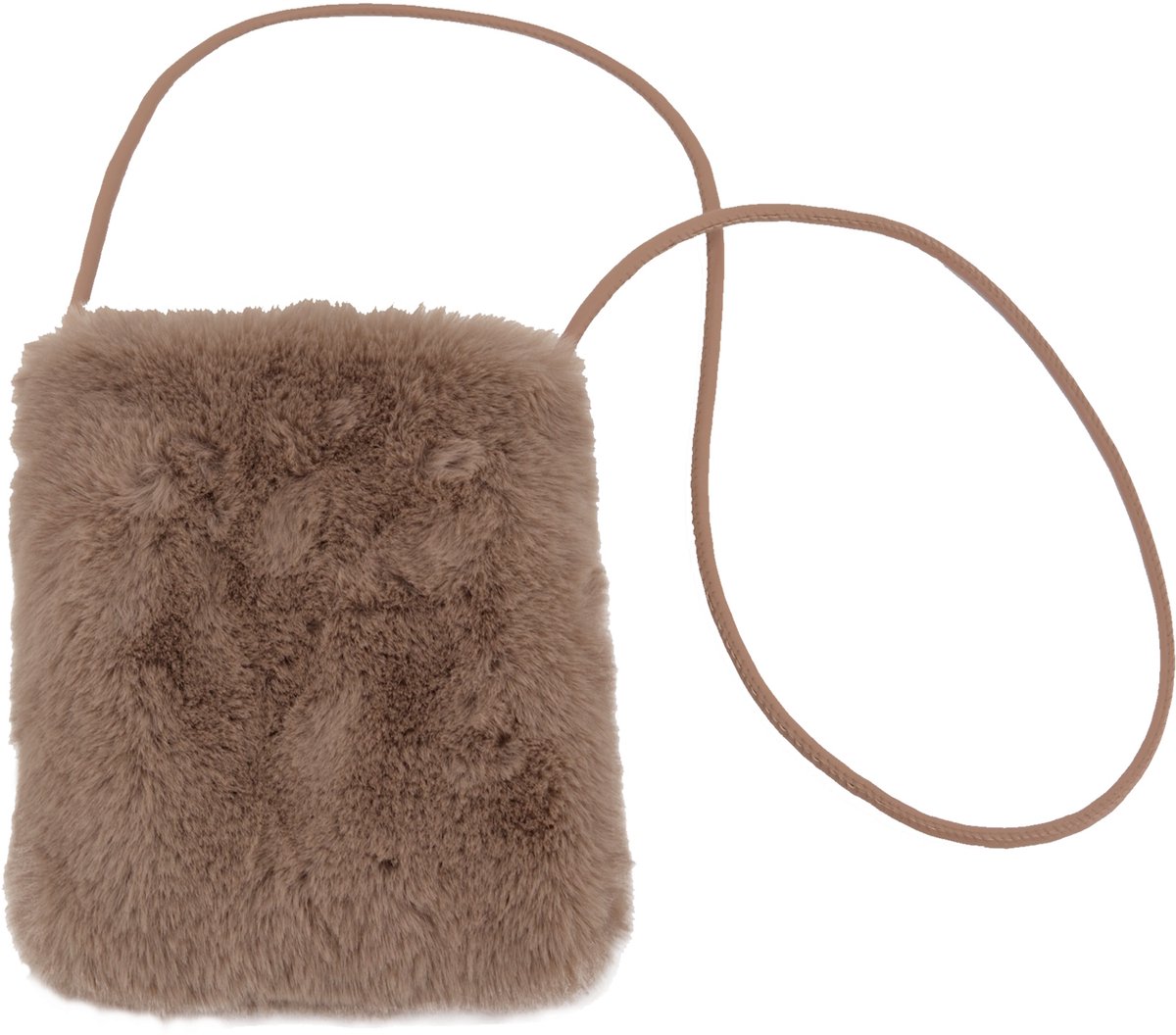 Fluffy Tasje - Choco Brown / Bruin | 22 x 18 x 6 cm | Telefoontasje | Polyester | Fashion Favorite