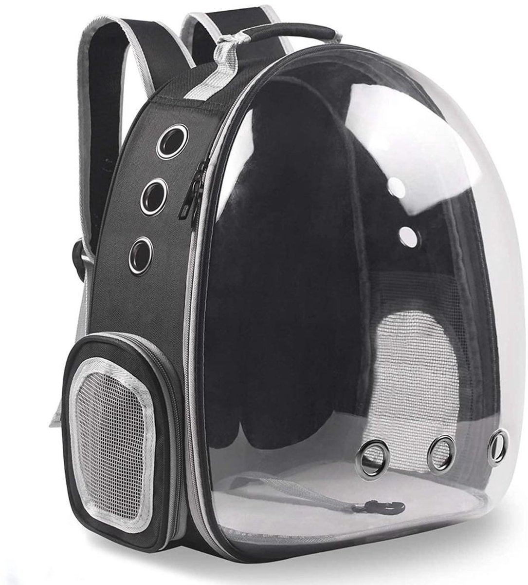 Kattenrugzak Draagtas met Transparante Koepel – Luxe Huisdier Rugzak voor Katten en Kleine Honden – Ademend Ventilatiesysteem, Verwijderbaar Bodempaneel, Comfortabele Verstelbare Schouderbanden – Geschikt voor Vliegtuig, Reizen & Buitengebruik