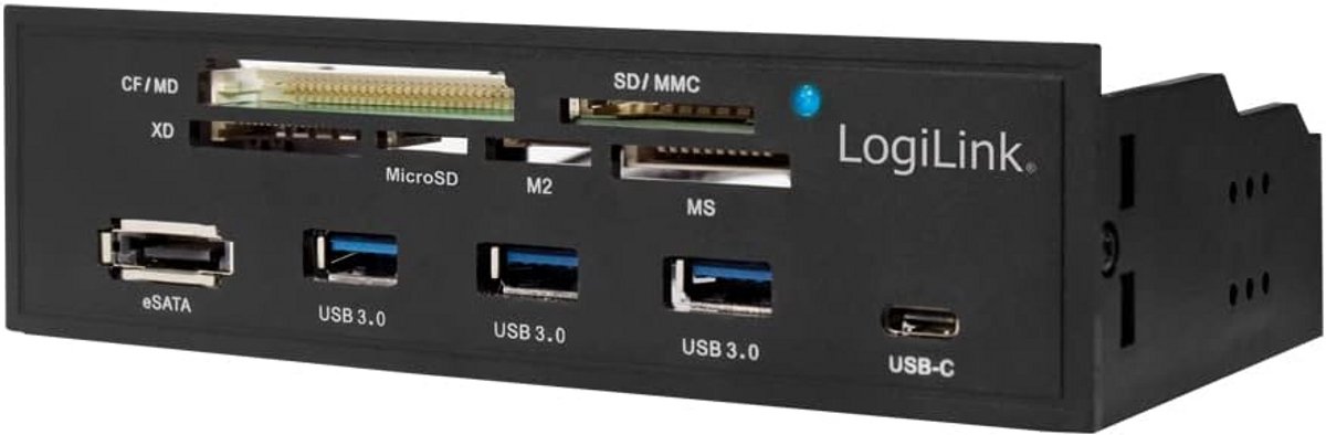 5.25" Multifunctioneel Frontpaneel met Kaartlezer, USB 3.0 Hub en USB-C/eSATA Poorten