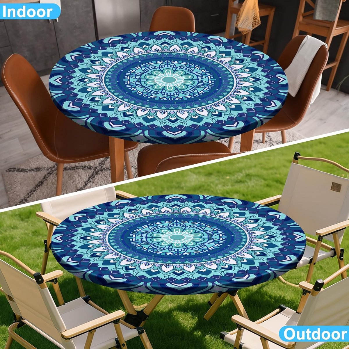 Waterdicht Rond Tafelkleed met Elastiek voor Ronde Tafels (90-112 cm)