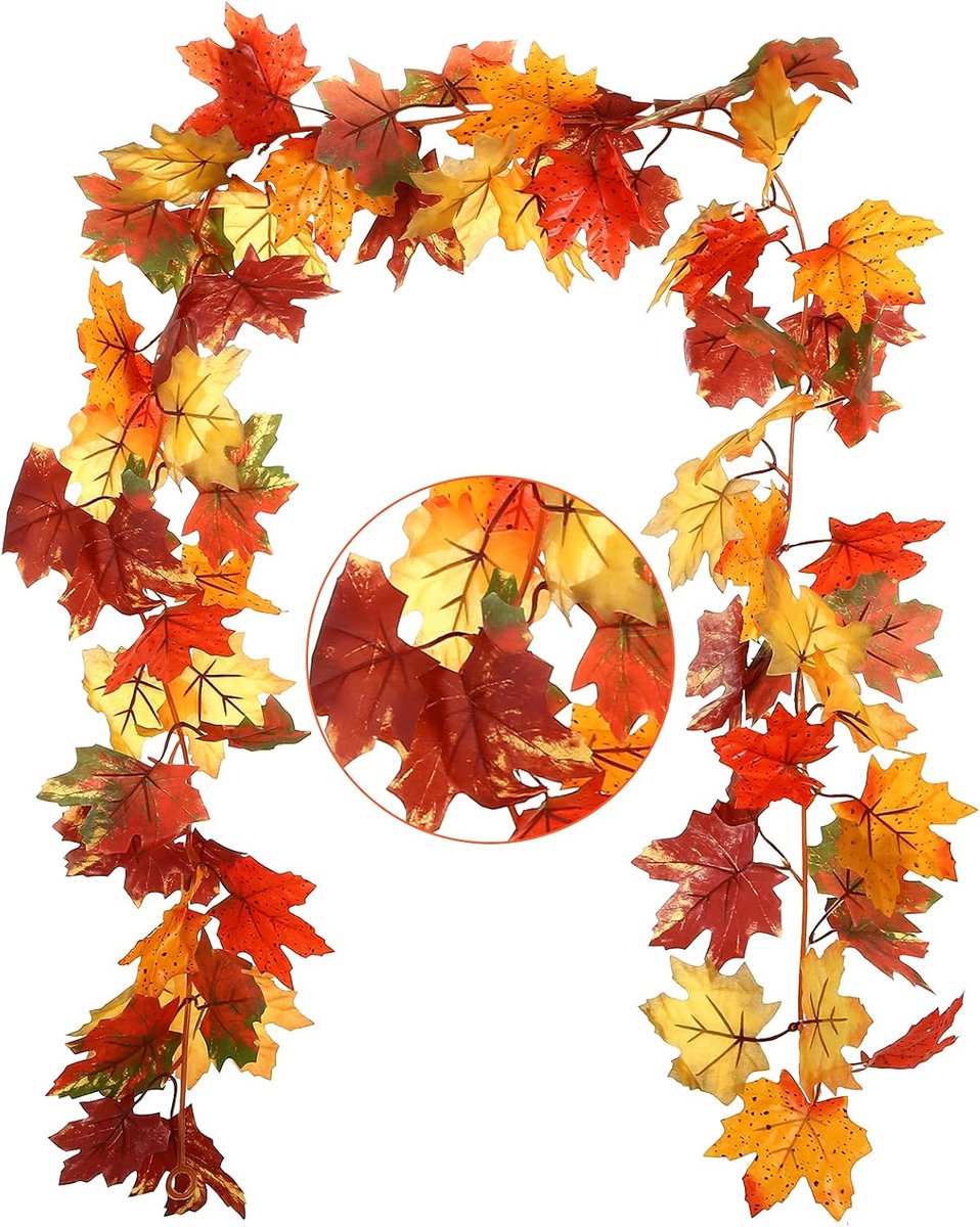 Slinger herfst 2 stuks hangers Thanksgiving banner esdoornblad kunst oogstfeest decoratie Halloween (1,7 meter)