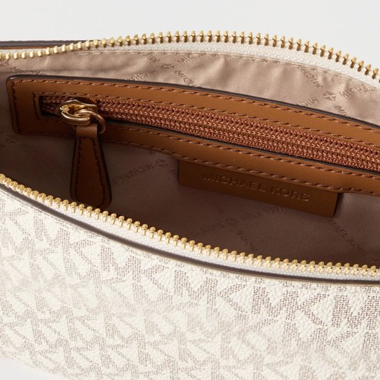 Michael Kors Petit Sac Crossbody / Sac à Bandoulière Femme - Murphy - Imprimé Logo - Vanilla/AcDonker Groenn