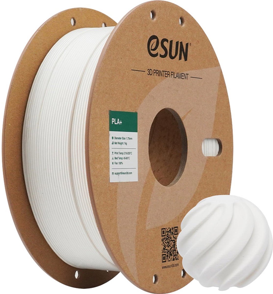 eSun PLA+ Melkwit / Milky white 1 kg - 1.75mm - 3D printer filament
