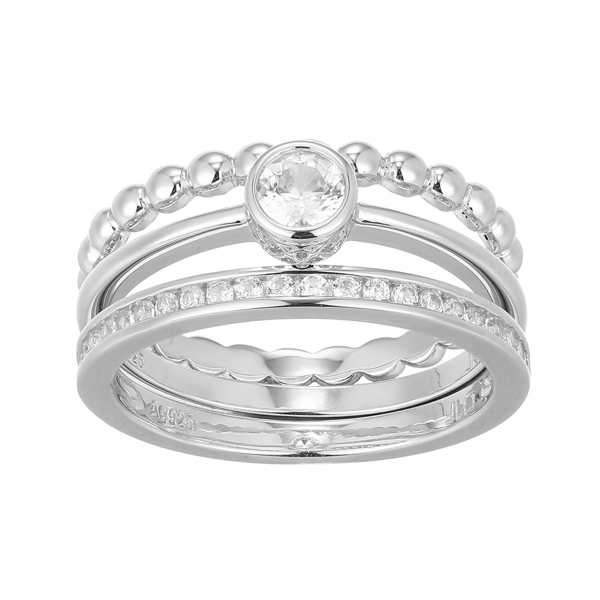 Cavill - Zilveren ringenset met Nigeriaanse zirconia 0,502 ct - 925 Sterling zilver - Modern elegant design - Ringen dames maat 17-19