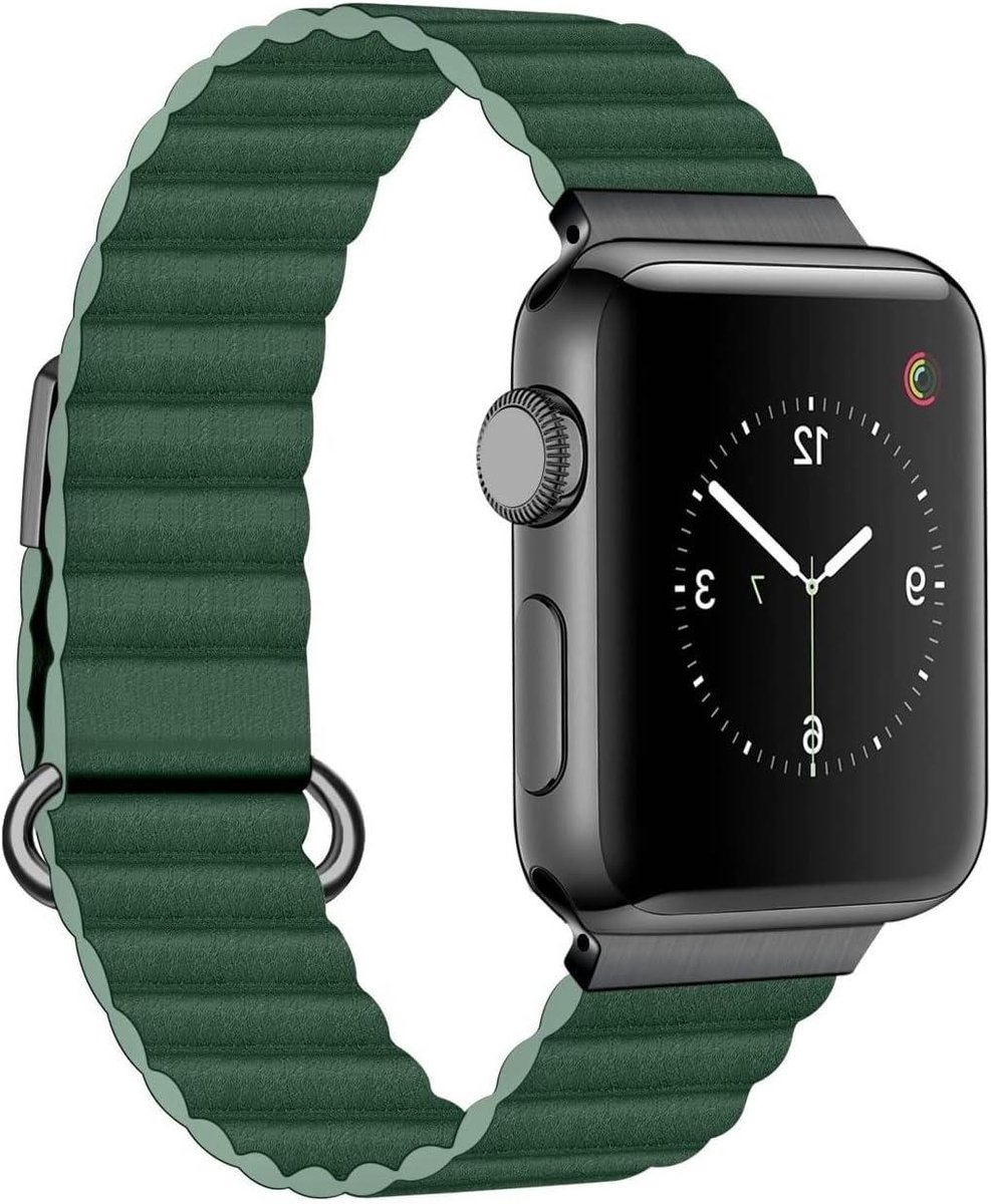 Armband - Leder - Magnetische sluiting - Compatibel met Apple Watch - Echt leer - Gesp - Unisex - Bruin - Mode - 42mm-44mm-45mm-49mm - Serie 8-7-6-5-4-3-2-1-SE