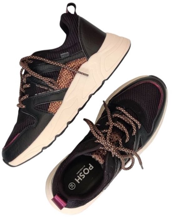 Baskets pour femmes femme POSH by Poelman CAROCEL - Zwart imprimé animal - Taille 38