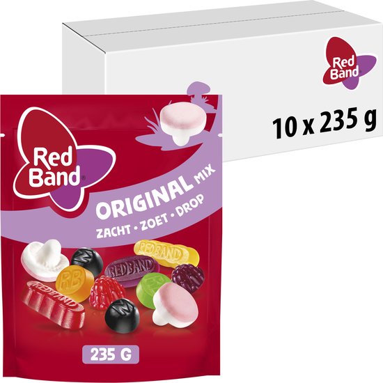 Red Band snoepmix original - winegums & zoete drop - 10x235g