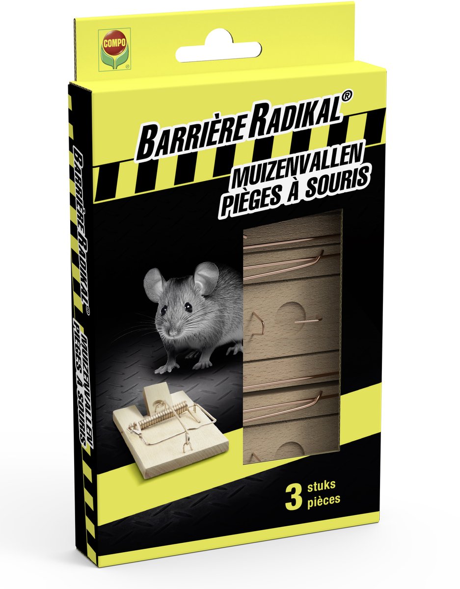 Barrière Radikal Muizenvallen - krachtig veermechanisme - 3 stuks