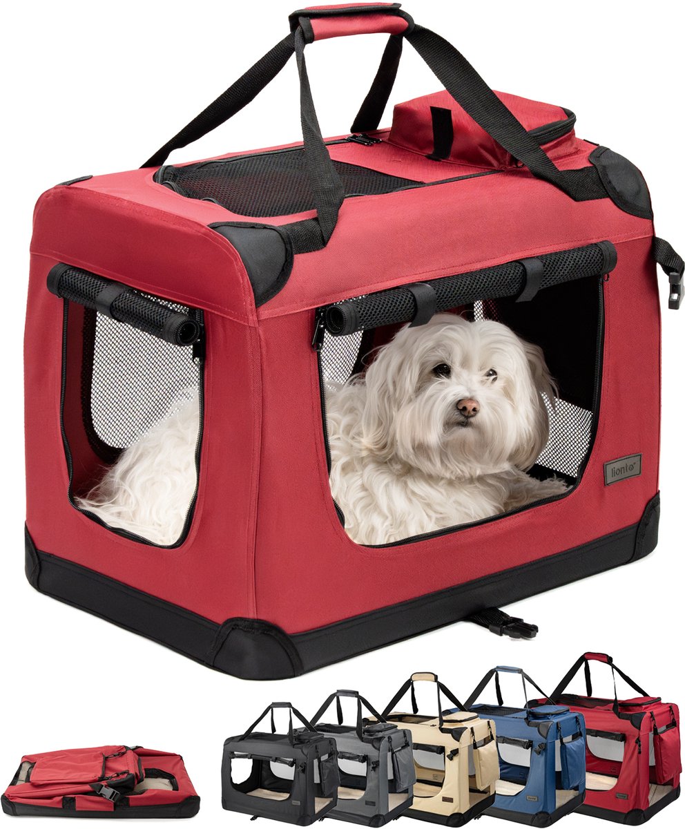 Hondentransportbox hondentas hondenbox opvouwbare tas voor kleine dieren (M) 60x42x44 cm Rood