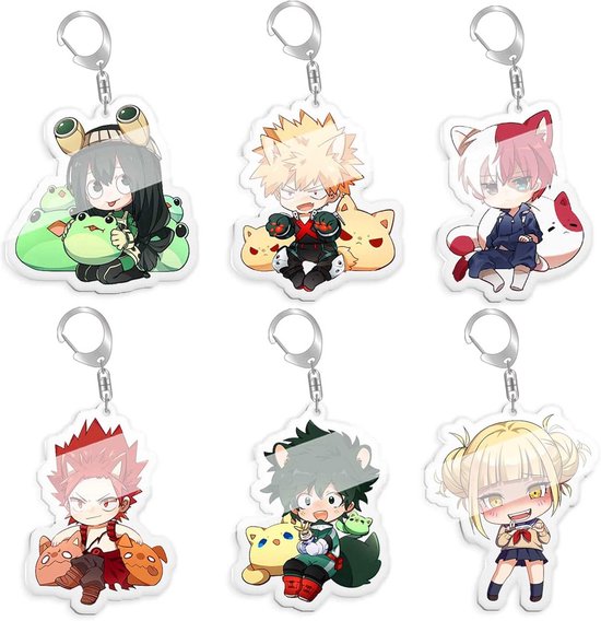 Zhongkaihua MHA Keychain 6PCS Set Anime MHA Keychain Cartoon Midoriya ...