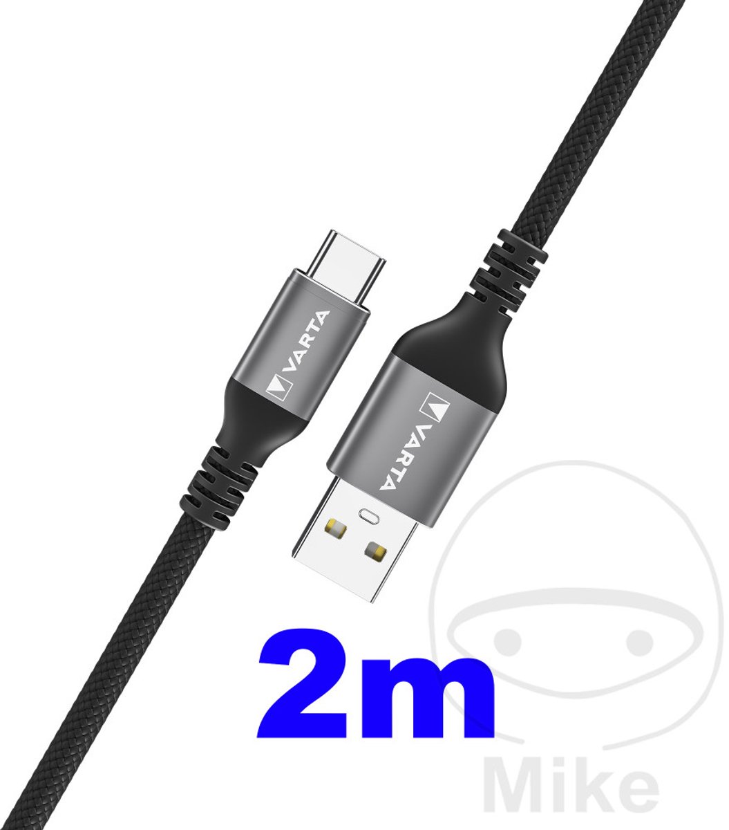 Varta 57935101111 USB-kabel USB-A stekker, USB-C stekker 2.00 m