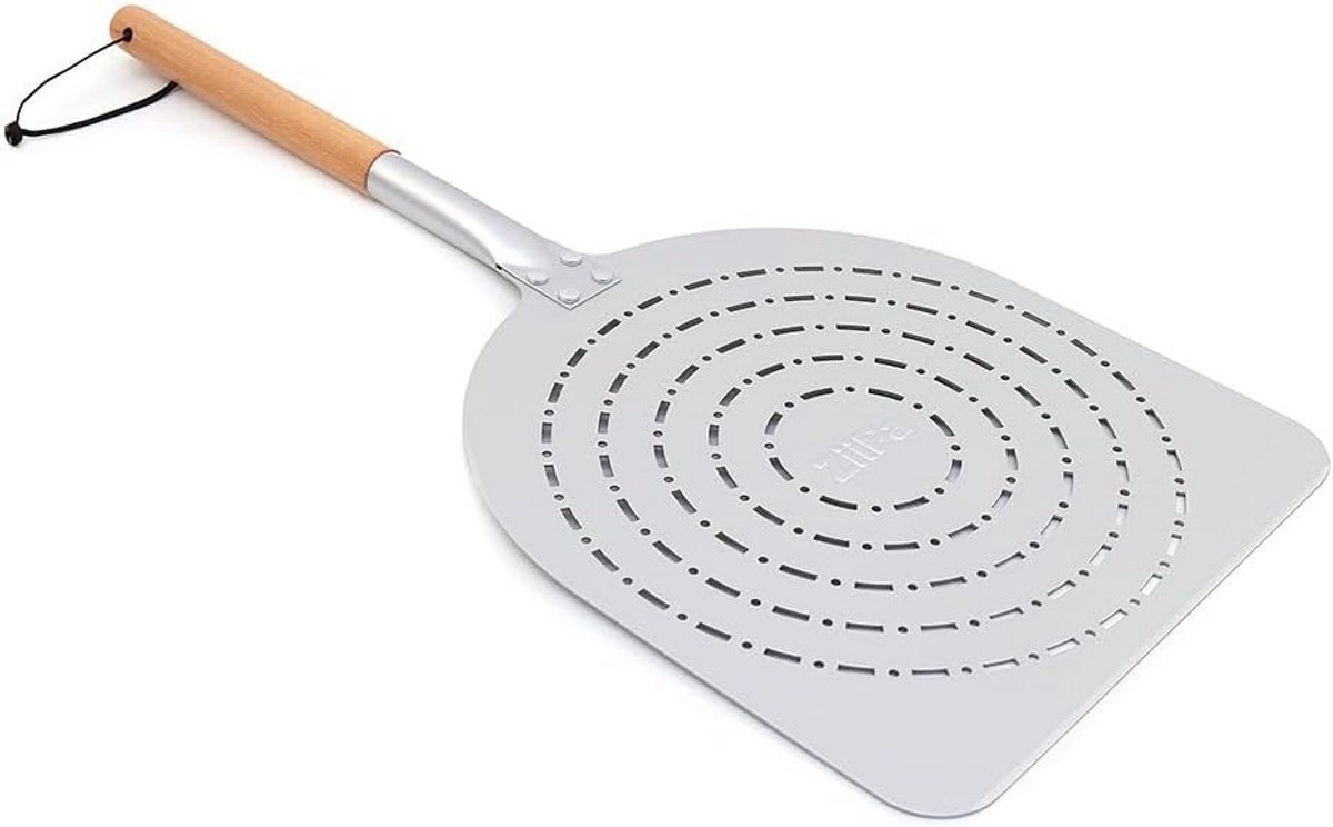 Geperforeerde pizzaschep voor oven en baksteen - Aluminium, groot formaat