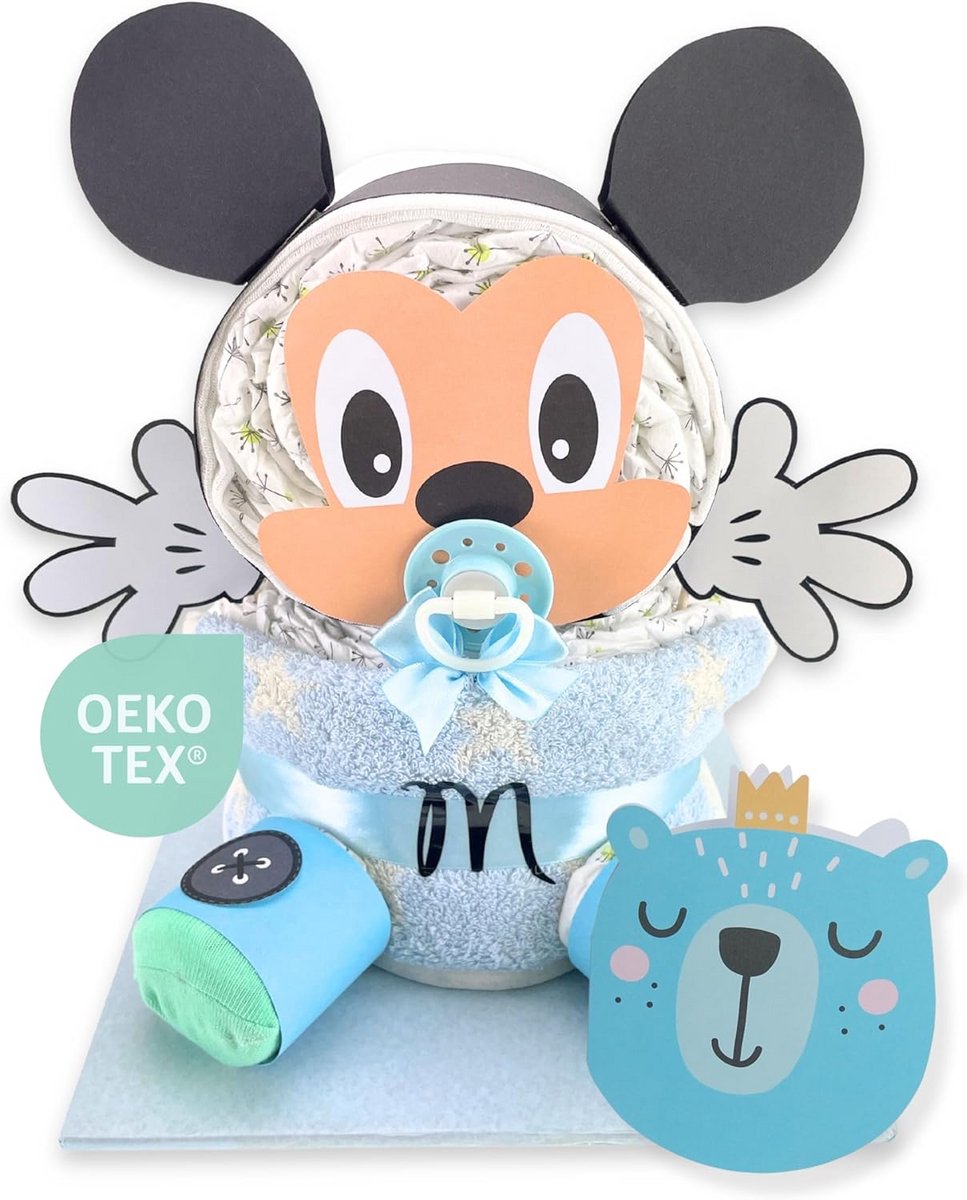 Schattige blauwe luiertaart met 31 Lillydoo luiers - ideaal als geboortecadeau of babyshowergeschenk