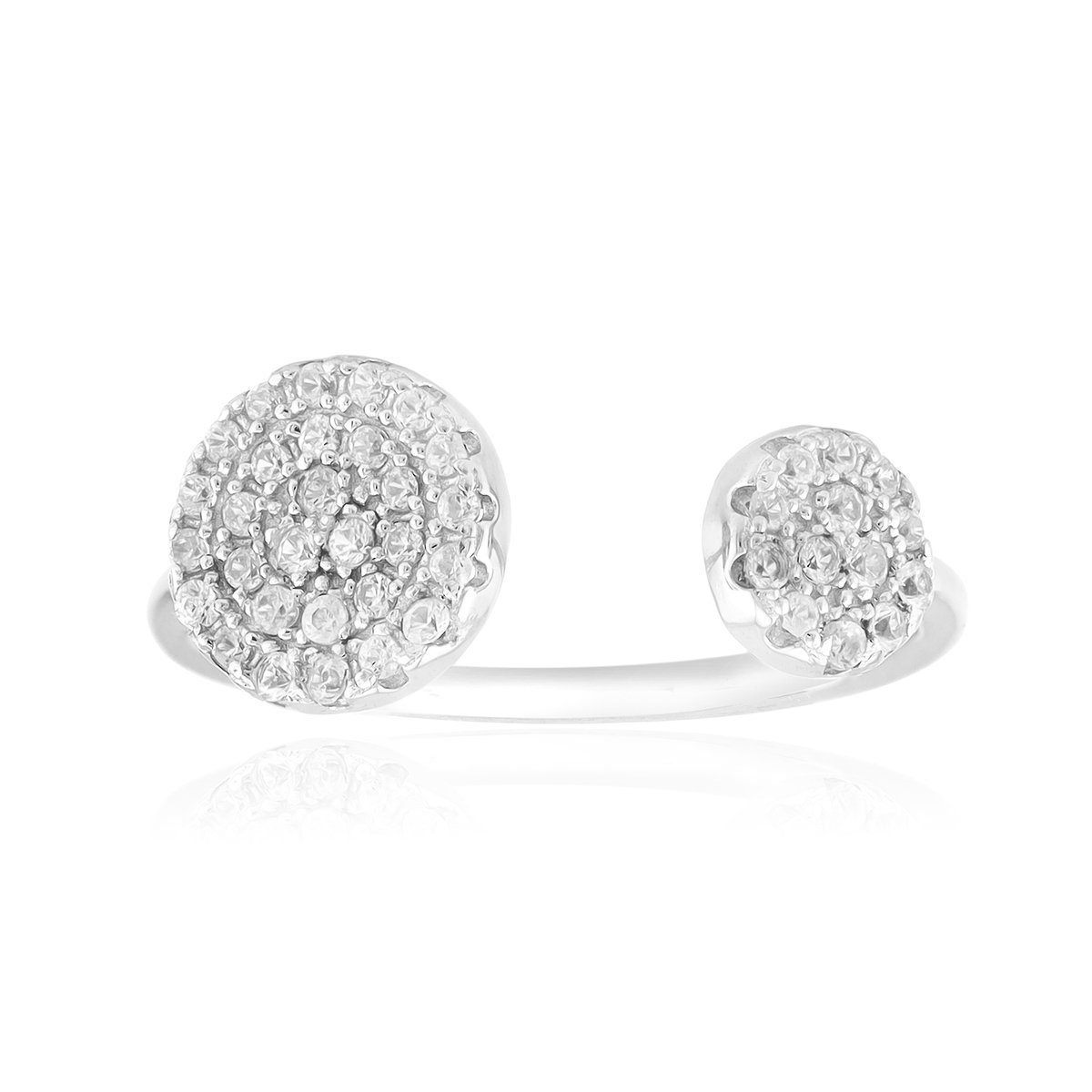 Cavill - Zilveren ring - 925 Sterling zilver gerhodineerd - 42 Tanzaniaanse zirkonen 0,276 ct - Open design verstelbaar elegant dames sieraad