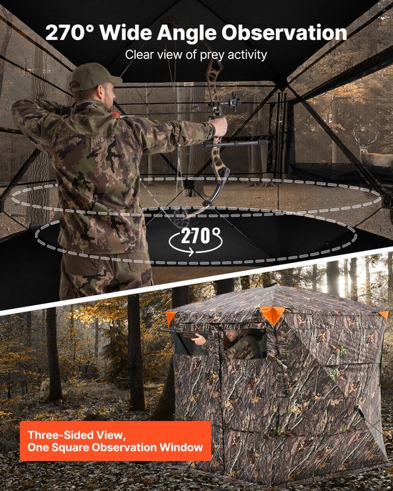 VEVOR Jachttent Jachthut voor 4-5 Personen Draagtas Camouflage Tent Grondzeil — afbeelding 4