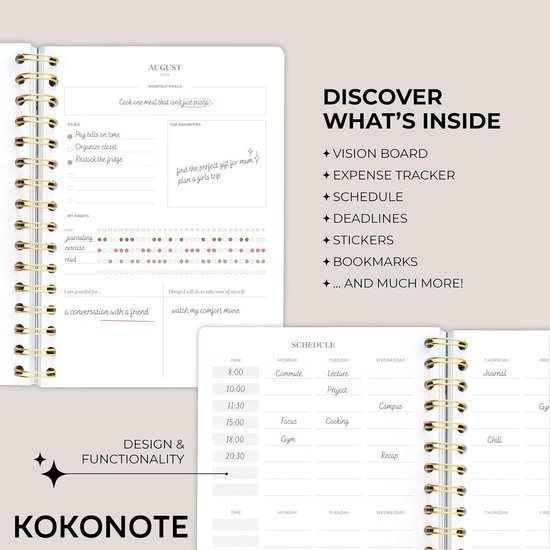 A5 Academic Diary 2025-2026 Week To View - Black | Planner met Stickers ...