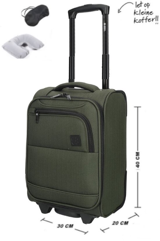 Handbagage Koffer 40x30x20 cm - Underseater Koffer - Olijf Groen - Let op extra klein !!!