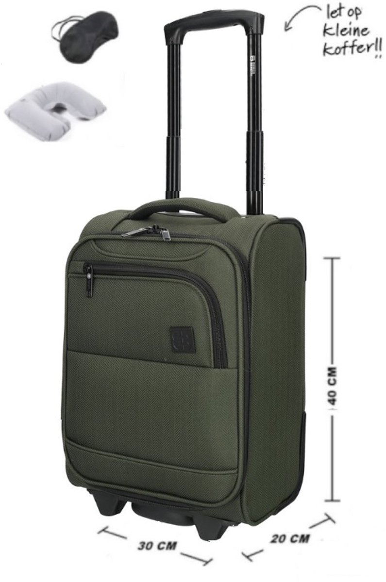 Handbagage Koffer 40x30x20 cm - Underseater Koffer - Olijf Groen - Let op extra klein !!!