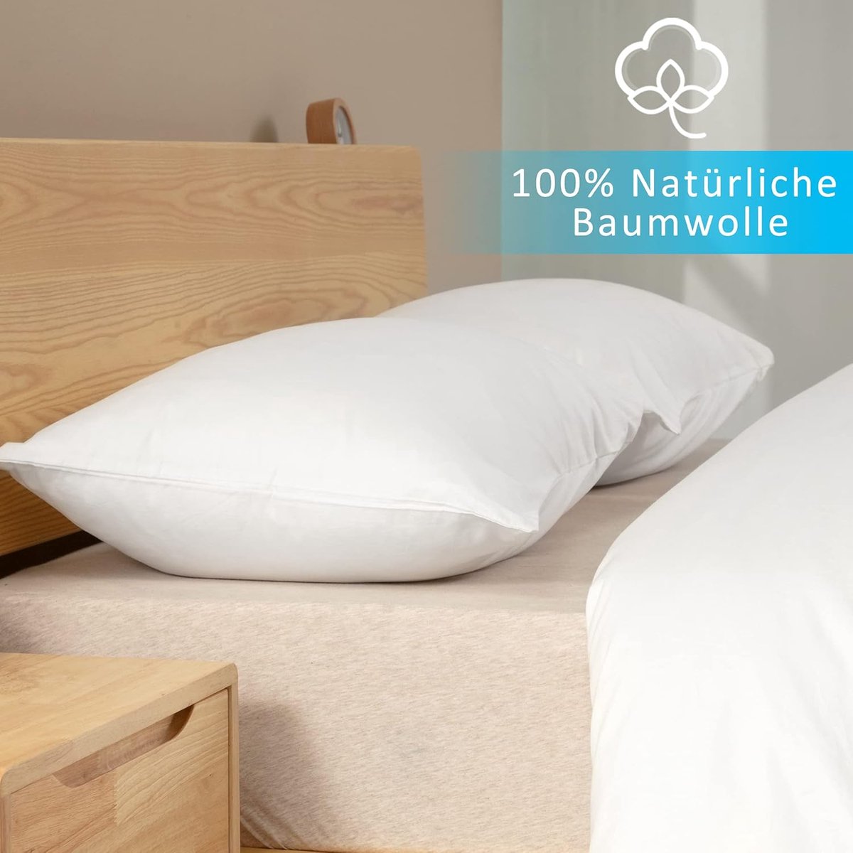 Famanu Kussenslopen 40x70 cm wit set 2, 100% katoen met ritssluiting, superzacht anti-allergisch en ademend, hoofdkussensloop