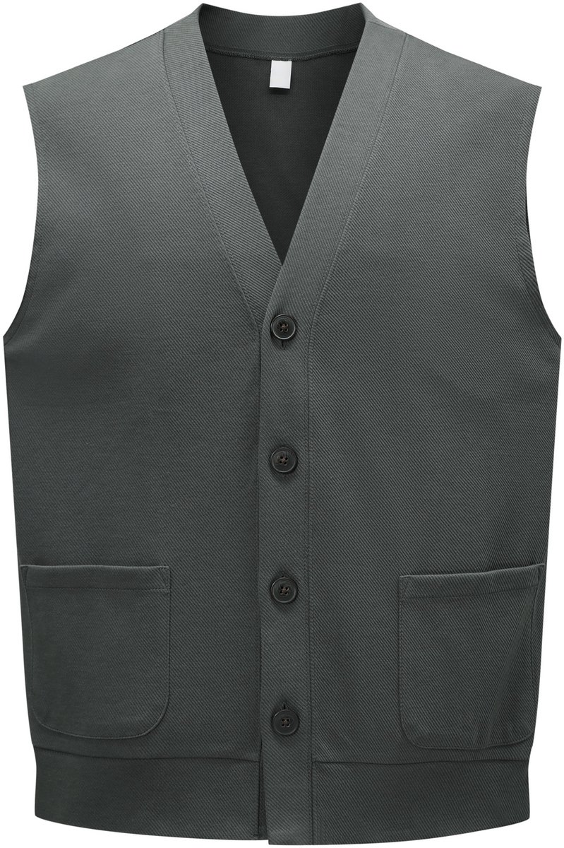 ALLTHEMEN - Heren V-Hals Vest - Enkele Knopen en Losse Pasvorm - S