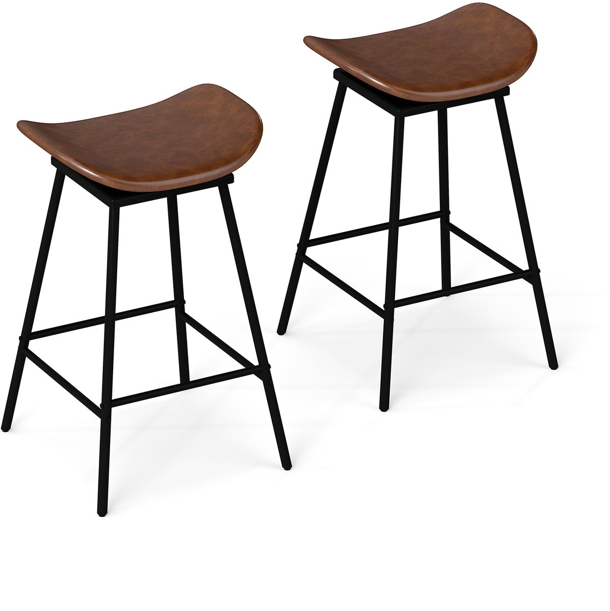 Costway Barkruk set van 2, barkruk 360 graden draaibaar, zithoogte 71,5 cm, houten kruk met voetensteun, bistrokruk gevoerd, keukenkruk, modern (bruin)