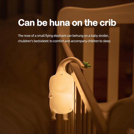 Olifant Nachtlampje - Babykamer Verlichting - Dimbare Slaaplamp - USB Oplaadbaar - Telefoonhouder - Veilig Siliconen van Olifant — afbeelding 2