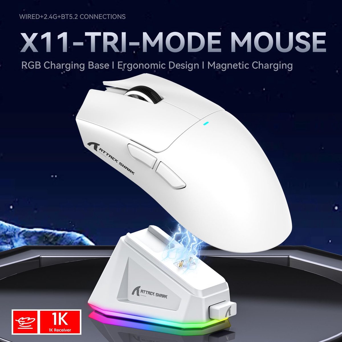 ATTACK SHARK X11 - 59g Lichte RGB Gaming Muis