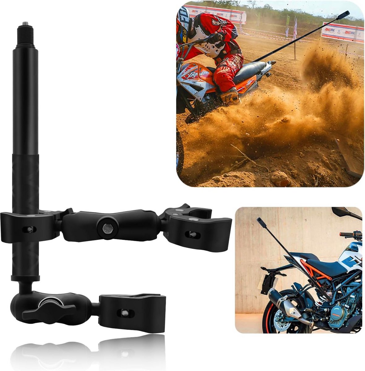 Universele Stuurklem voor Motorfiets en Fiets met 150cm Onzichtbare Selfiestick - Geschikt voor Actiecamera's