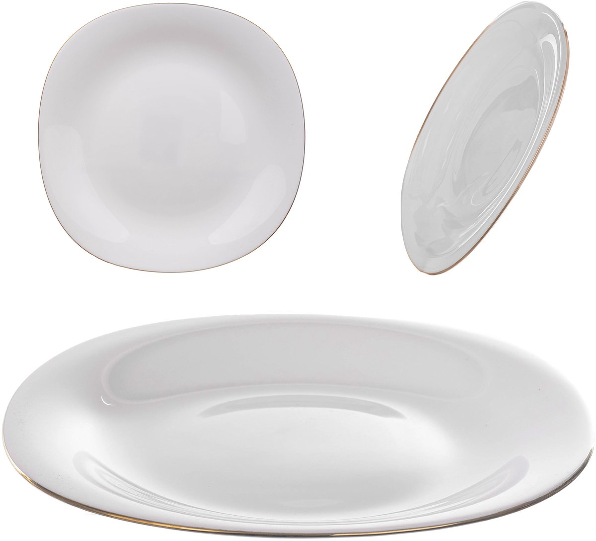 KADAX dessertborden 21,5 cm voor taart wit glas platte glazen borden