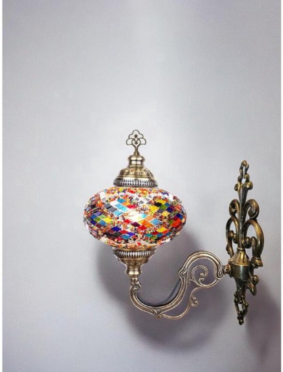 Turkse Wandlamp - Marokkaanse stijl - Mozaïek glas 12 cm - 1 stuk - Warme kleuren en romantisch licht