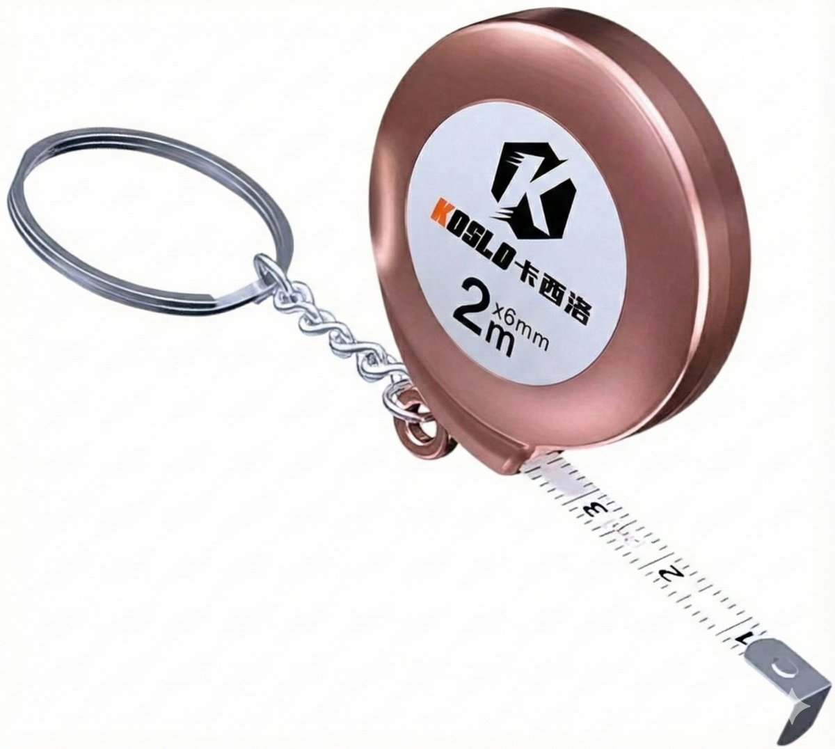 Ainy - Rolmaat sleutelhanger brons 2 meter | 1 stuk meetlint gadgets | Keychain tool met sleutelringen | Mini metalen liniaal | RVS gereedschap sleutelhangers voor volwassenen | auto sleutelhouder multitools accessoires