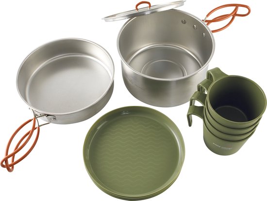 Easy Camp Moss 4 Cook Set Campingkookset Stapelbaar Roestvrijstaal Silliconen van Easy Camp — afbeelding 4