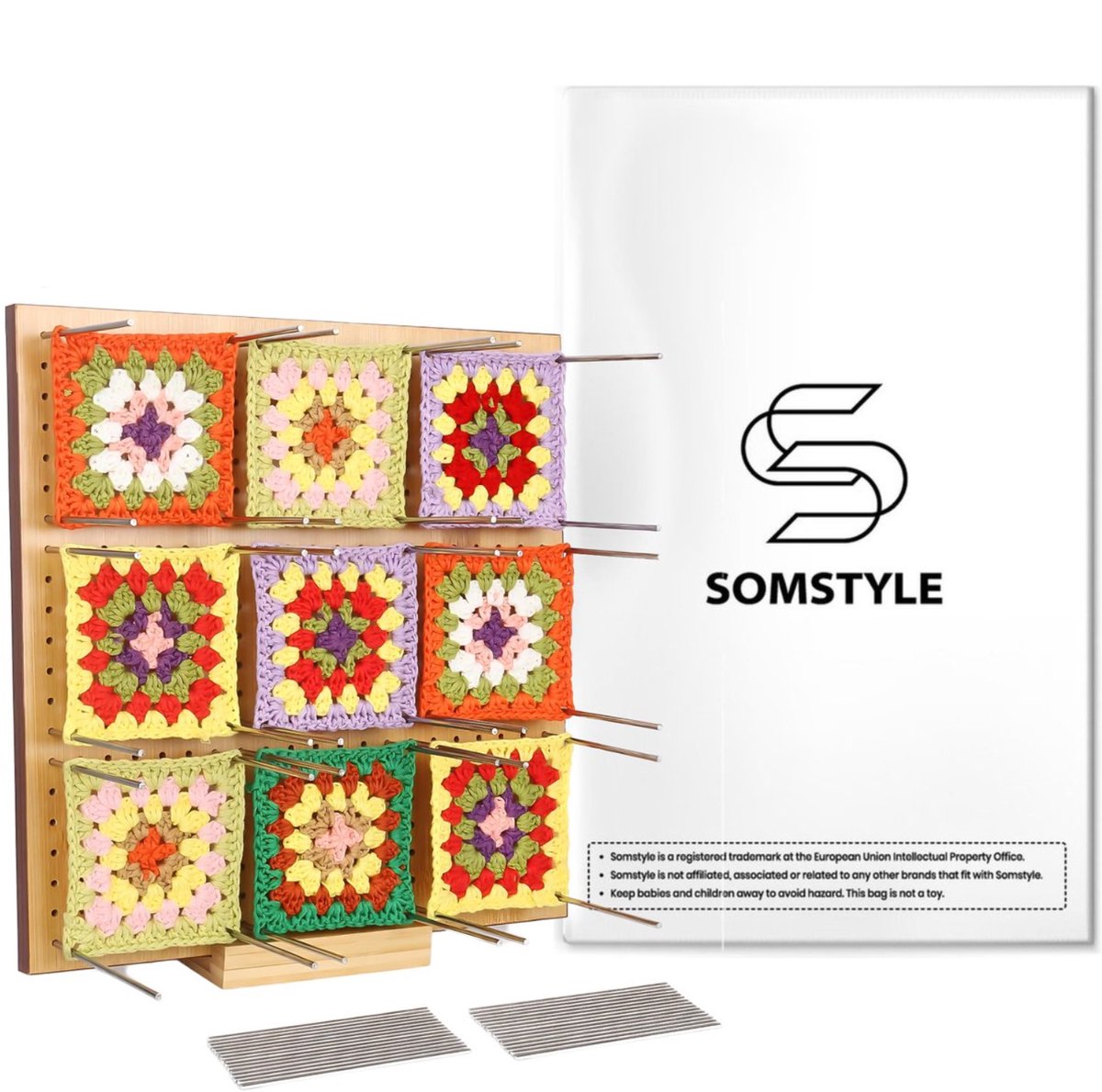 Somstyle Haakbord voor Granny Squares - 28 x 28 CM - Bord voor Haakwerk - Blokkeerbord Haken - Bruin — afbeelding 10