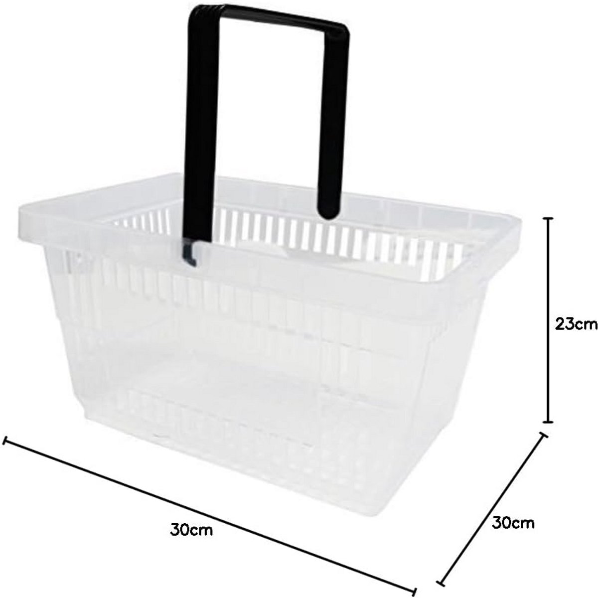 Kunststof Winkelmandjes met Handvatten - 20 Liter, 40cm, Stapelbaar & Transparant