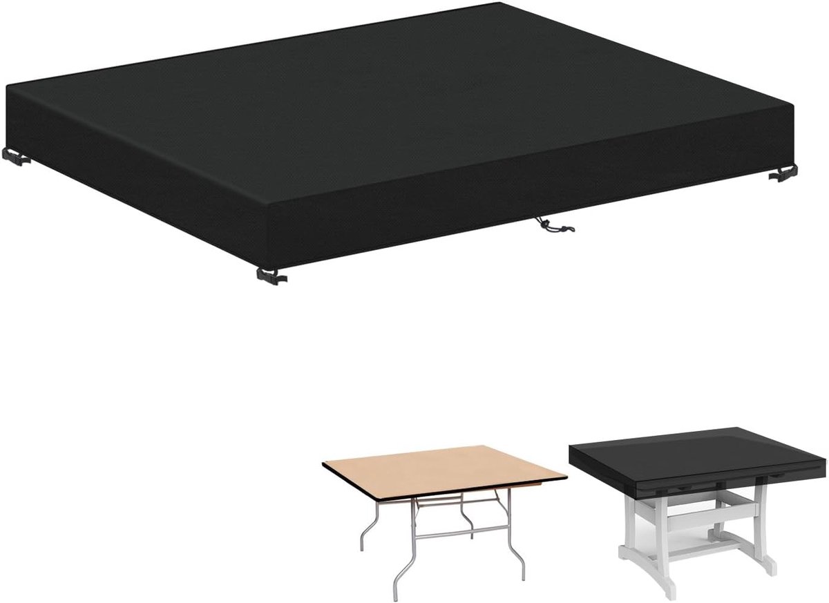 Famanu Tuintafelafdekking - Tafelbladhoes - Waterdicht Buitentafelhoes Winddicht Hoes voor Tafelblad - 420D voor Tuintafel - Anti-UV Tuintafelhoes Terrastafelhoes - 140x80x15cm Zwart