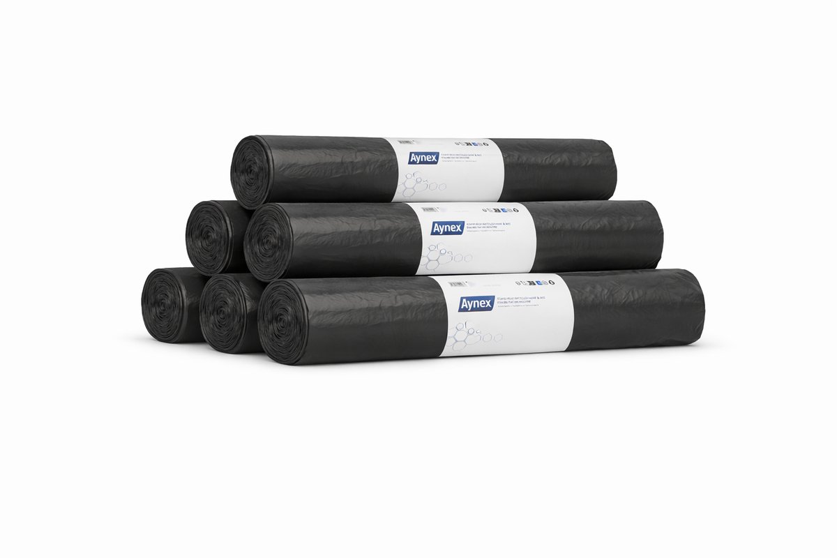 Hynex vuilniszak 60 liter - 150 stuks - Afvalzakken - Vuilzakken - Pedaalemmerzakken - Gerecycled HDPE - 60 x 80 cm - Set van 6 rollen x 25 stuks - Zwart