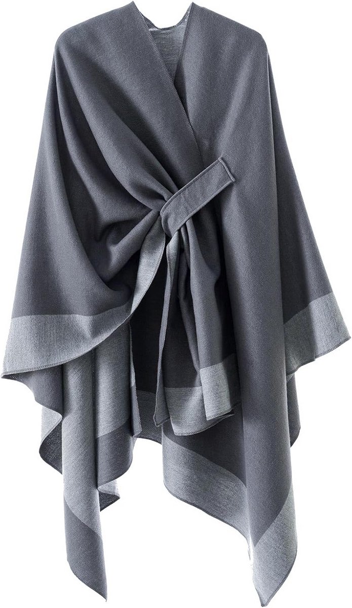 Sjaalwrap Poncho Oversized Gebreid Cape Omkeerbaar Warme Winter Sjaal Vest voor Avond